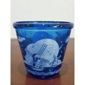 Hazel Atlas Cobalt Blue Twin Windmills Glass Ice Bucket/Bowl - 1940s